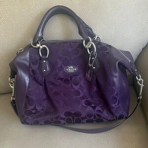Coach Purple Satchel with Signature Monogram